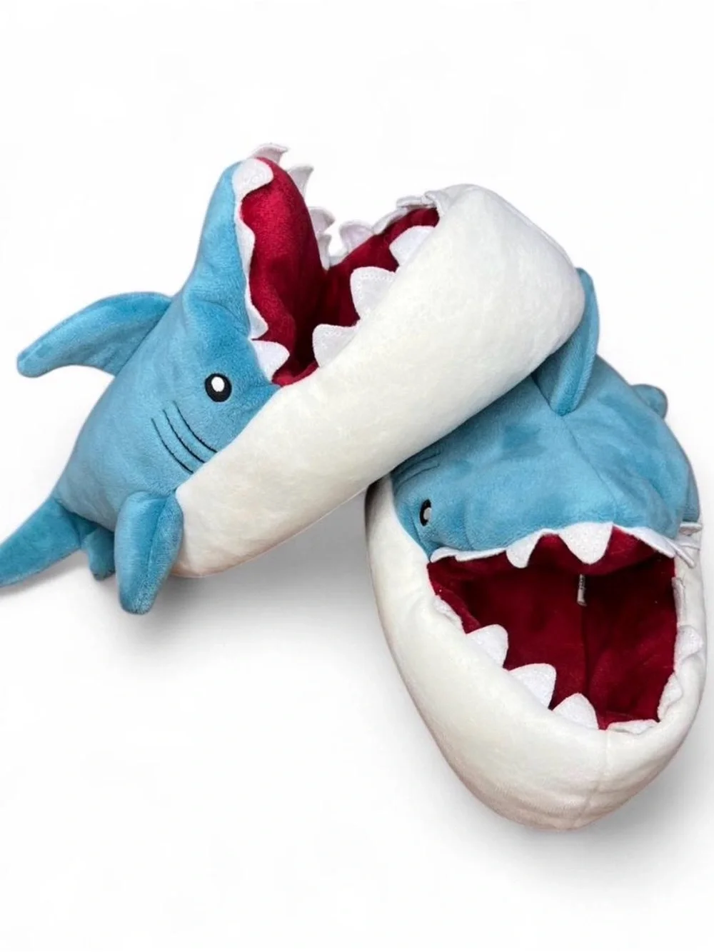Plush Shark Slippers Slip-On Kids - Blue and White Size 13 / 1  Fun Summer